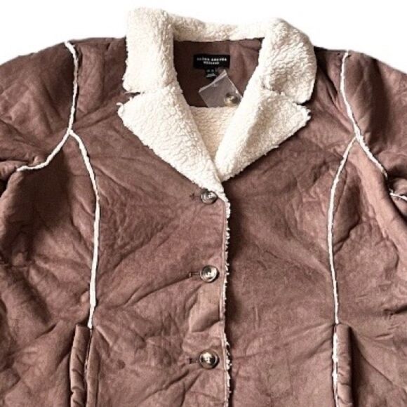 Susan Graver Weekend Bonded Faux Suede & Sherpa Coat - Picture 5 of 5